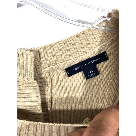 Tommy Hilfiger Button Down Back Pullover Sweater Tan Pink Black Orange Womens L - Picture 4 of 5